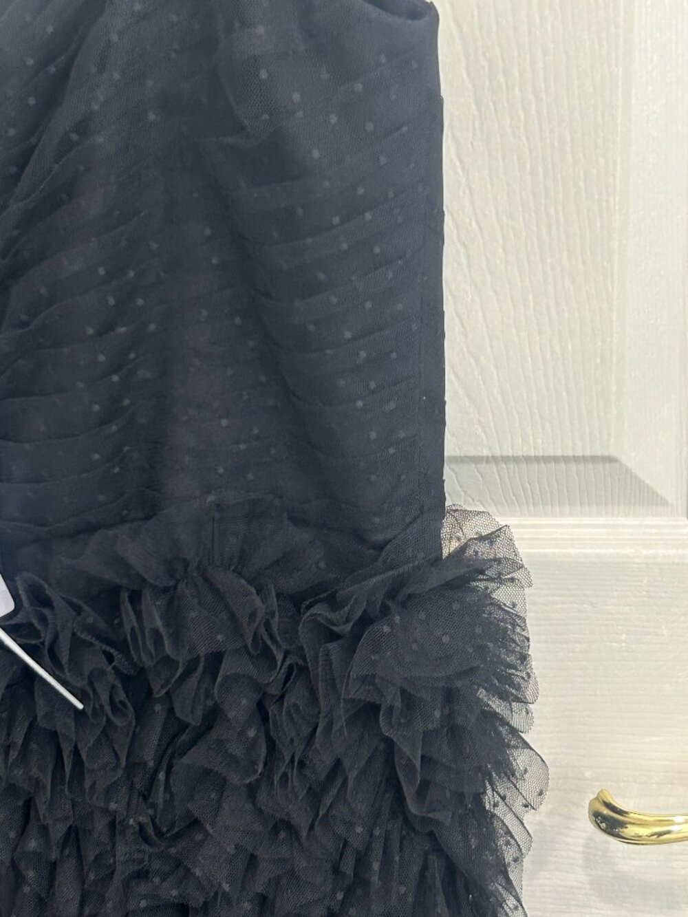 Marchesa Notte Sprinkled Dotted Tulle Textured Cocktail Midi Dress 14 NWT Black - Picture 6 of 8